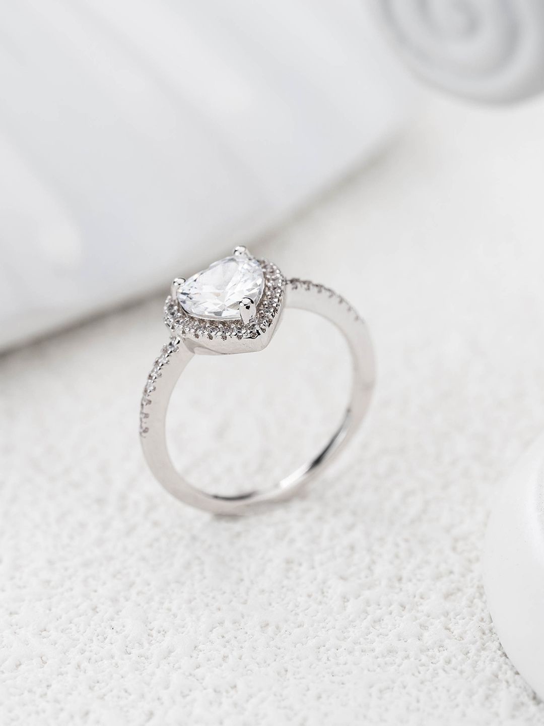 

MISS JO 92.5 Sterling Silver Silver-Plated Cubic Zirconia-Studded Finger Ring