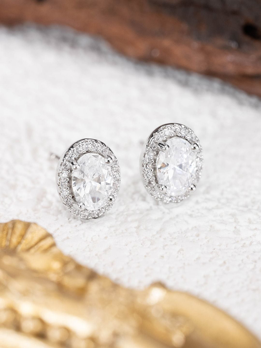 

MISS JO 92.5 Sterling Silver Artificial Stones Studded Contemporary Studs Earrings