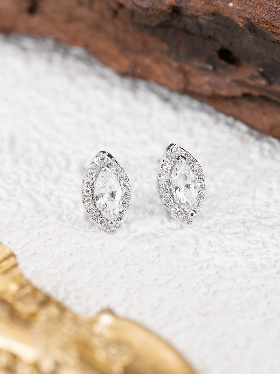 

MISS JO 92.5 Sterling Silver Silver-Plated Contemporary Studs Earrings