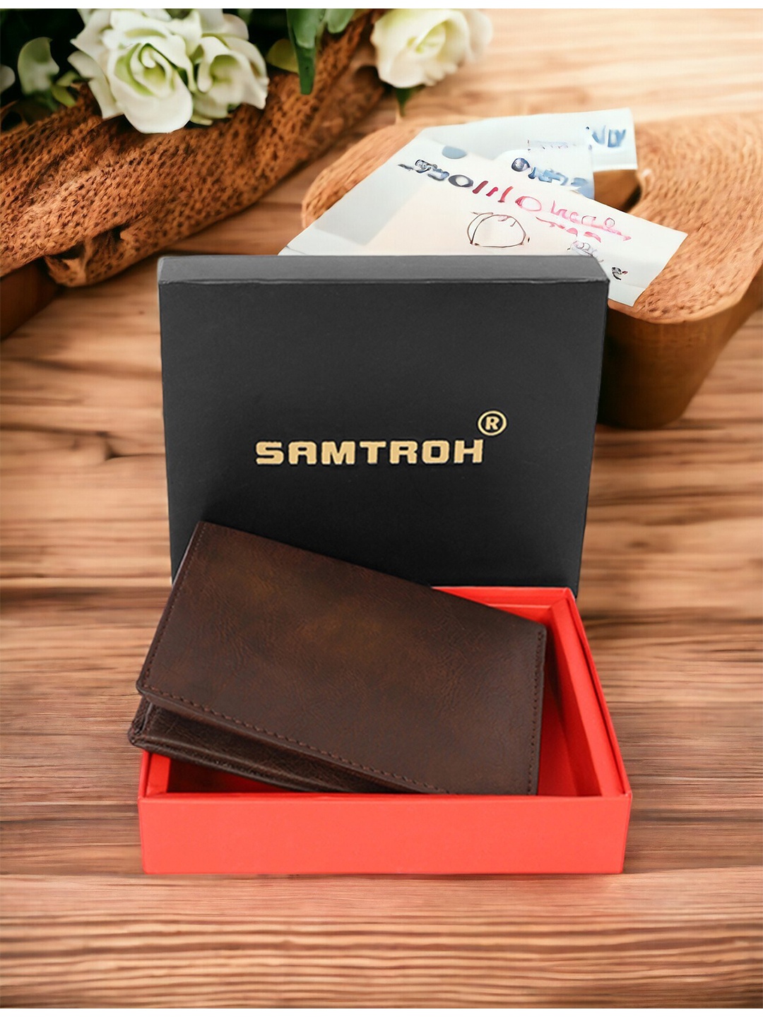 

SAMTROH Unisex Two Fold Wallet, Brown