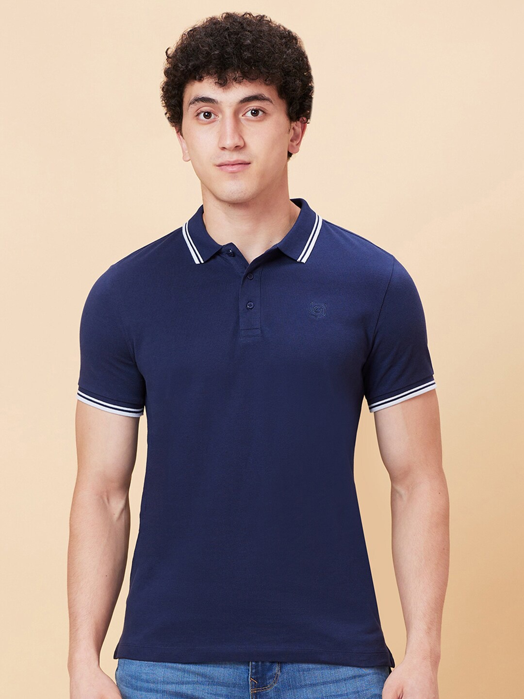 

Being Human Polo Collar Short Sleeves T-shirt, Navy blue