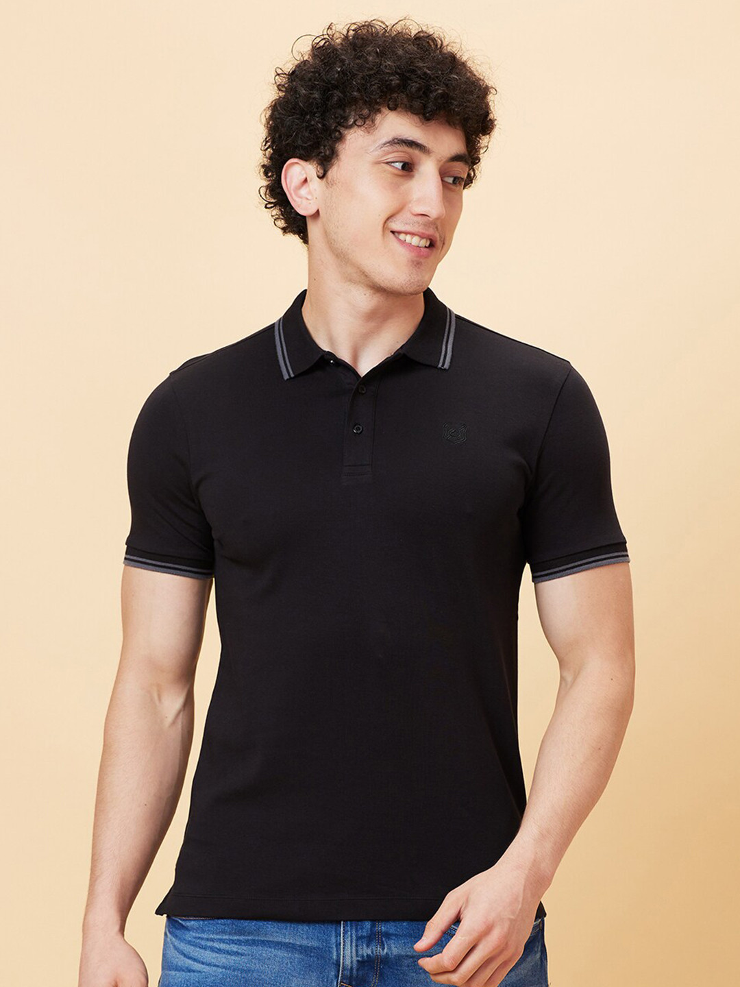 

Being Human Polo Collar Short Sleeves T-shirt, Black