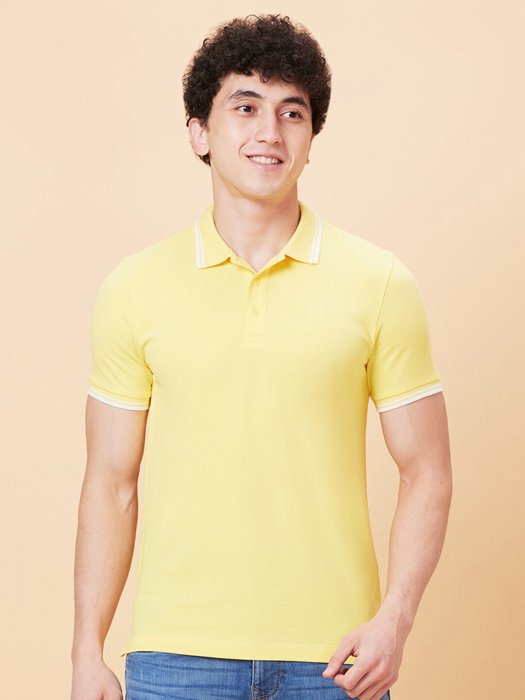 

Being Human Polo Collar Cotton Short Sleeves T-shirt, Yellow