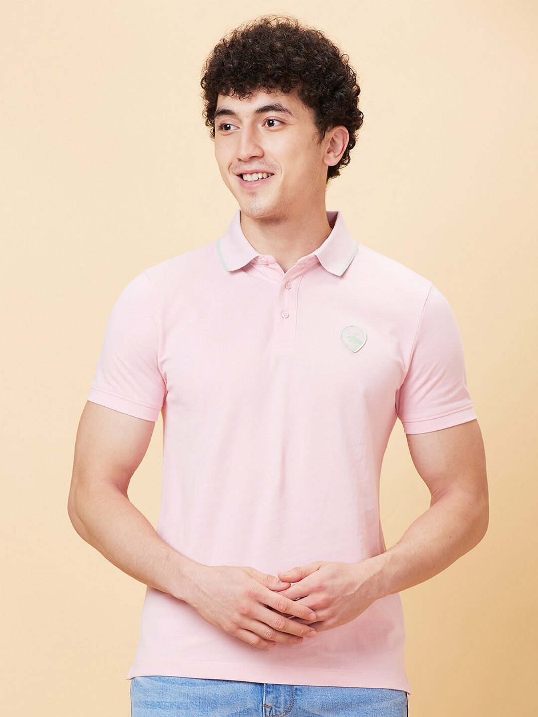 

Being Human Polo Collar Short Sleeves T-shirt, Pink
