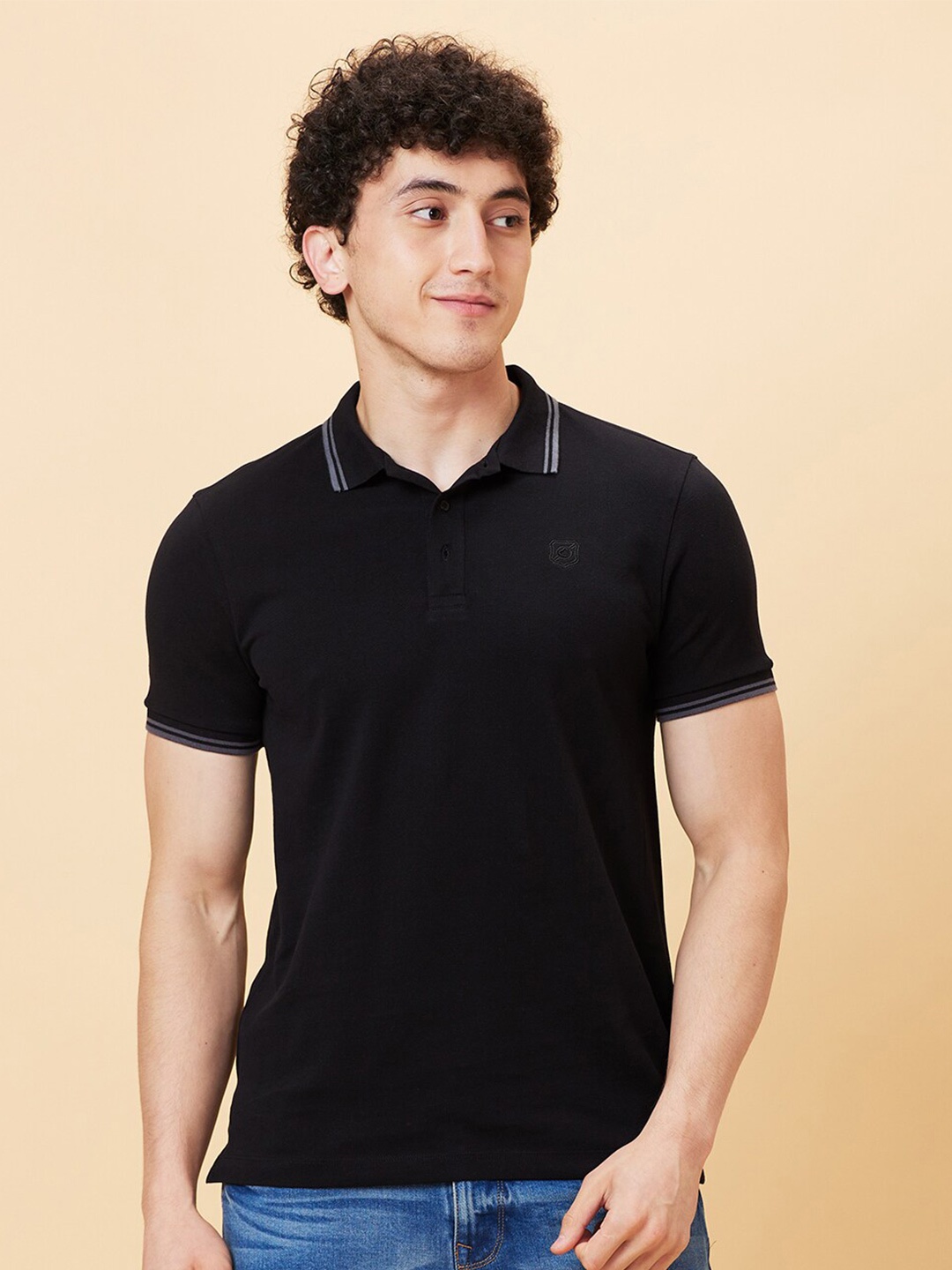 

Being Human Polo Collar Short Sleeves Cotton T-shirt, Black