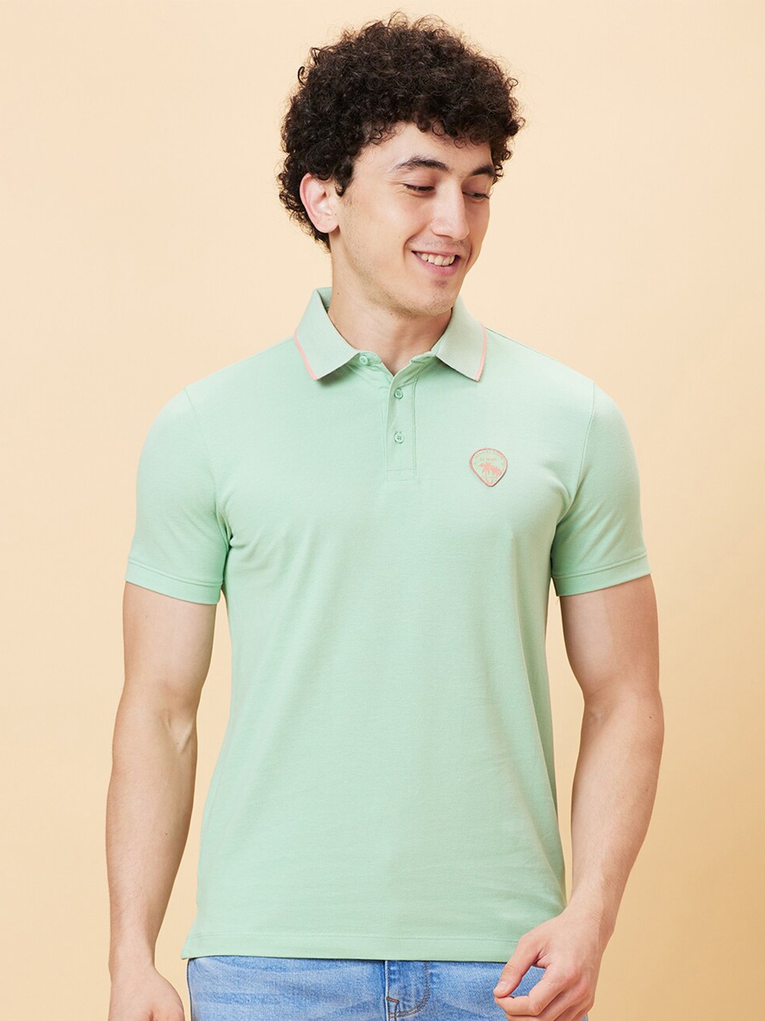 

Being Human Polo Collar Cotton T-shirt, Green