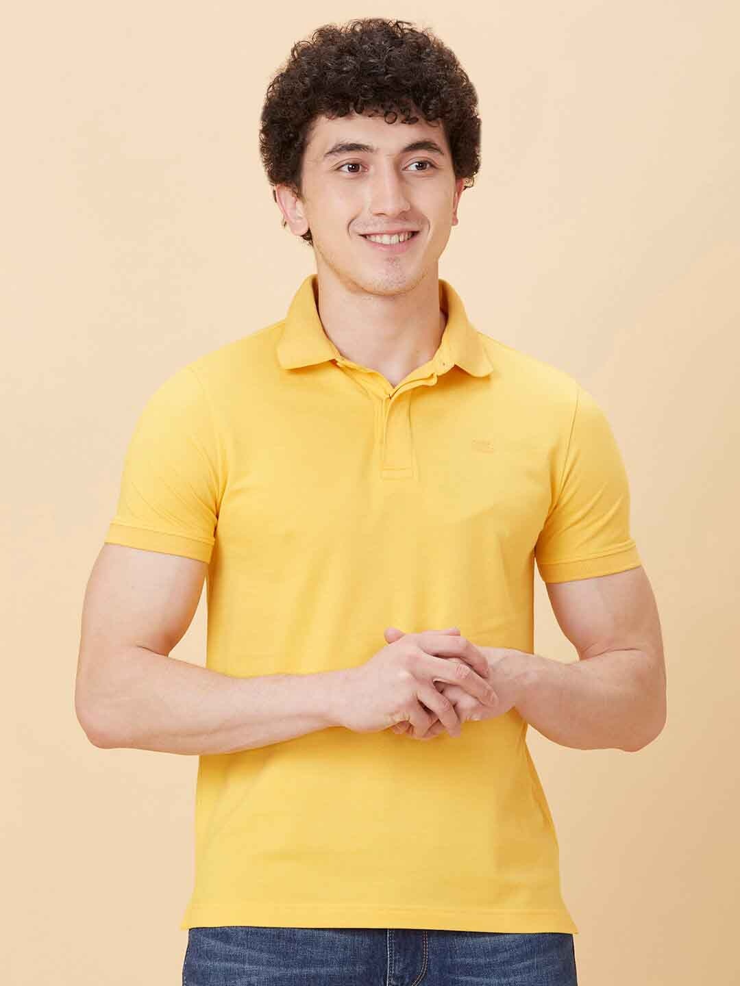 

Being Human Polo Collar Short Sleeves Cotton T-shirt, Yellow
