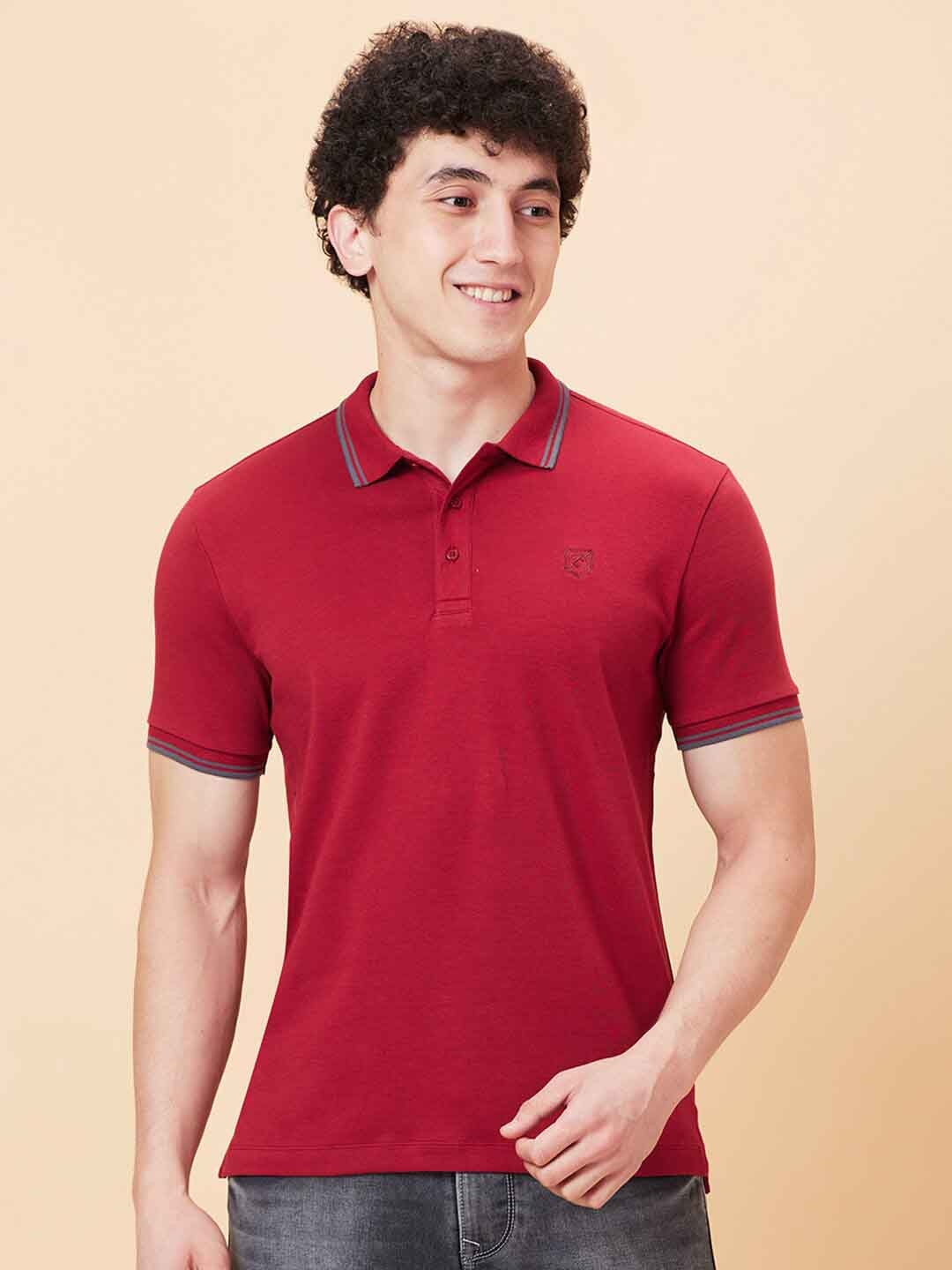 

Being Human Polo Collar Short Sleeves T-shirt, Maroon