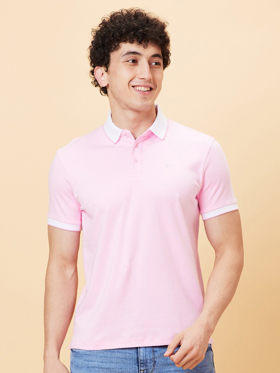 

Being Human Polo Collar Cotton T-shirt, Pink