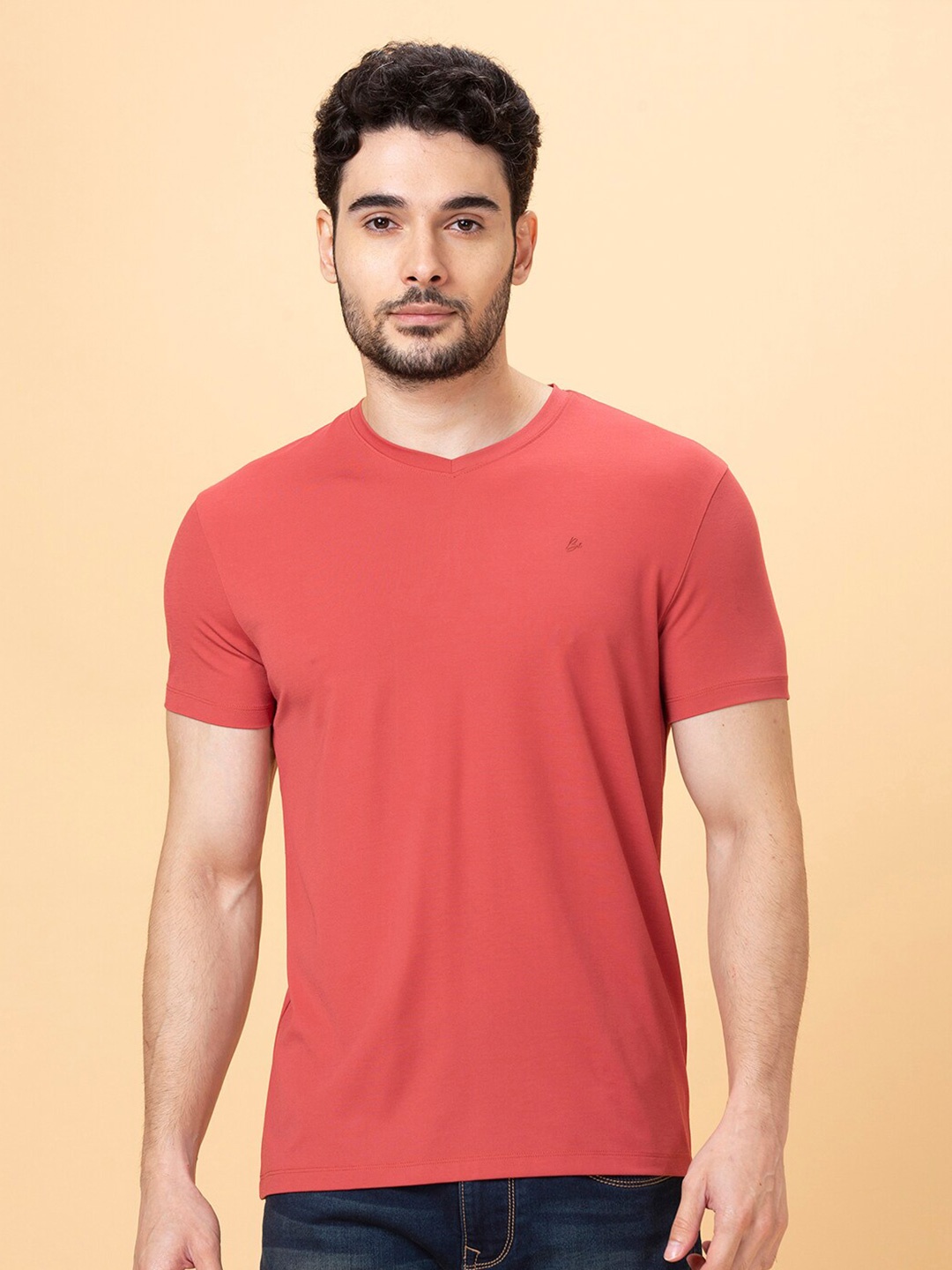 

Being Human V-Neck Cotton Casual T-shirt, Red
