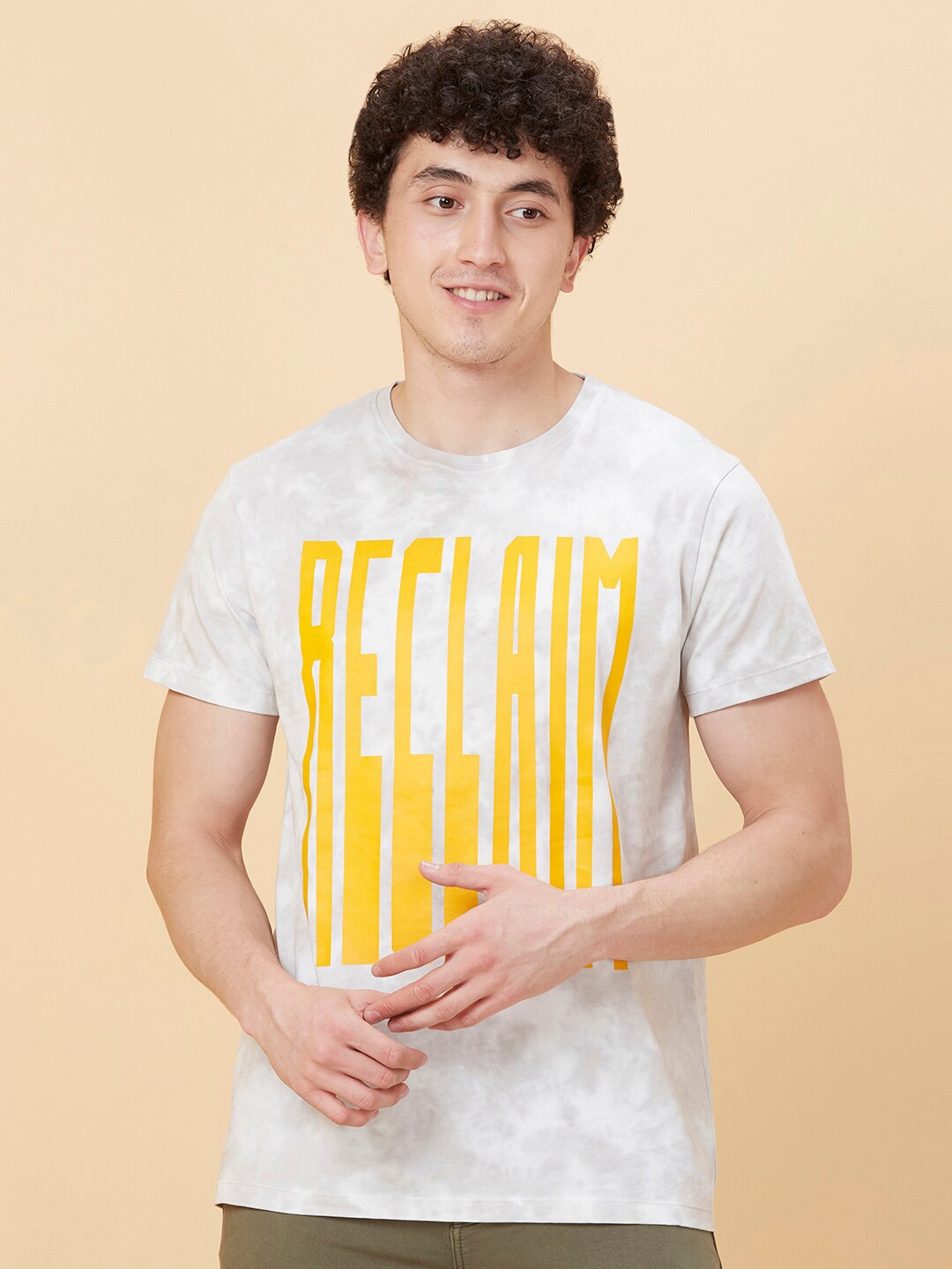 

Being Human Typography Printed Cotton Round Neck T-shirt, Grey