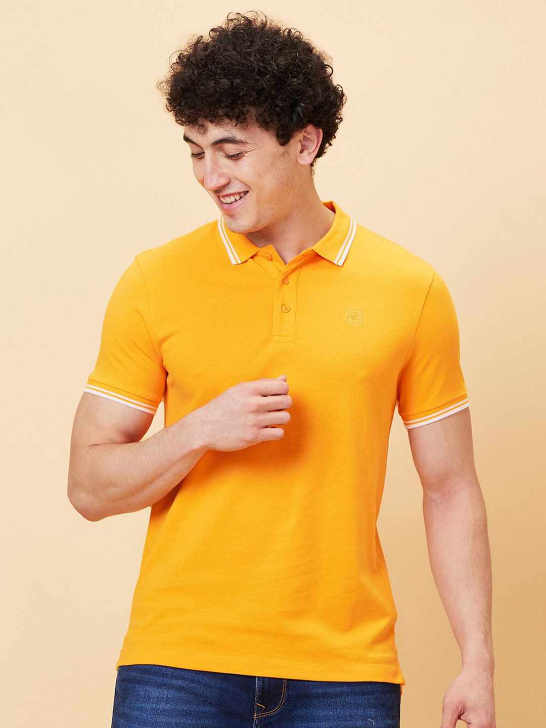 

Being Human Polo Collar Short Sleeves T-shirt, Gold