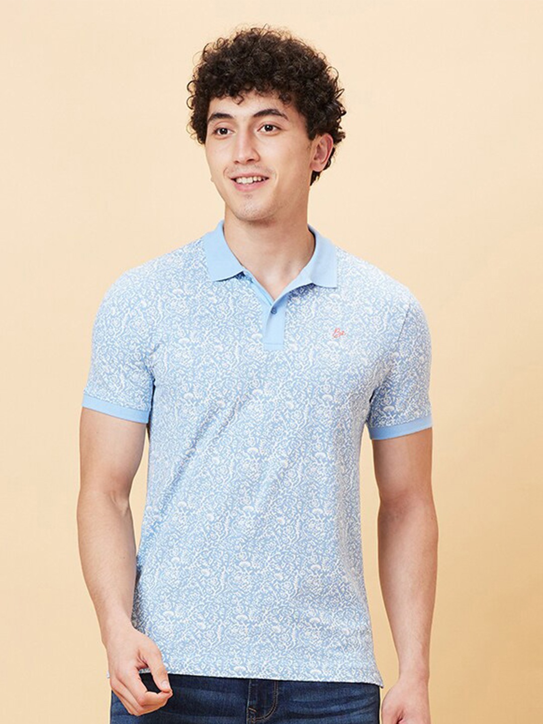 

Being Human Abstract Self Design Polo Collar Cotton T-shirt, Blue
