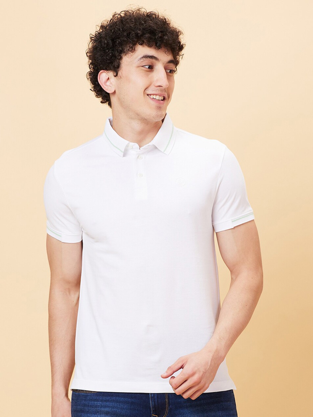 

Being Human Cotton Short Sleeves Polo Collar Casual T-shirt, White