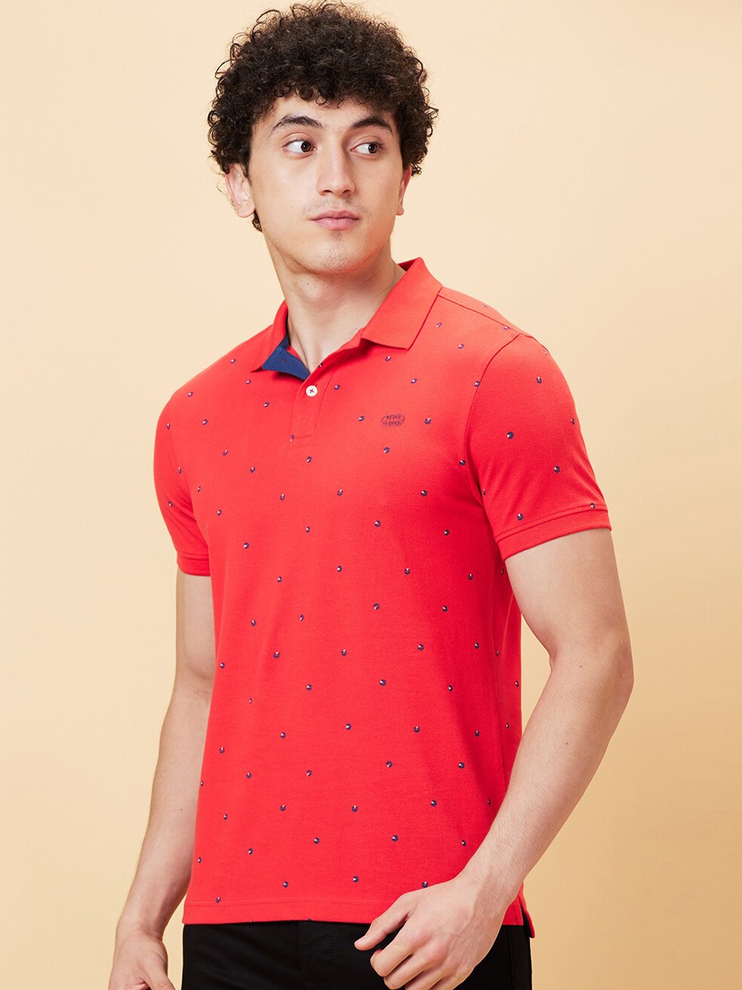 

Being Human Geometric Printed Polo Collar T-shirt, Red