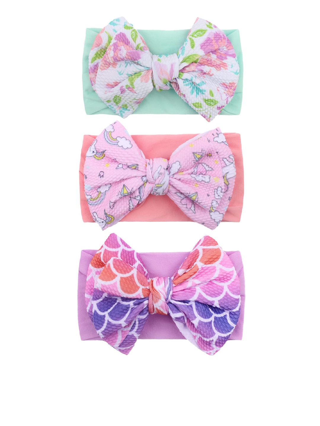 

SYGA Infant Girls Set of 3 Stretchable Flower Bow Hairbands, Lime green
