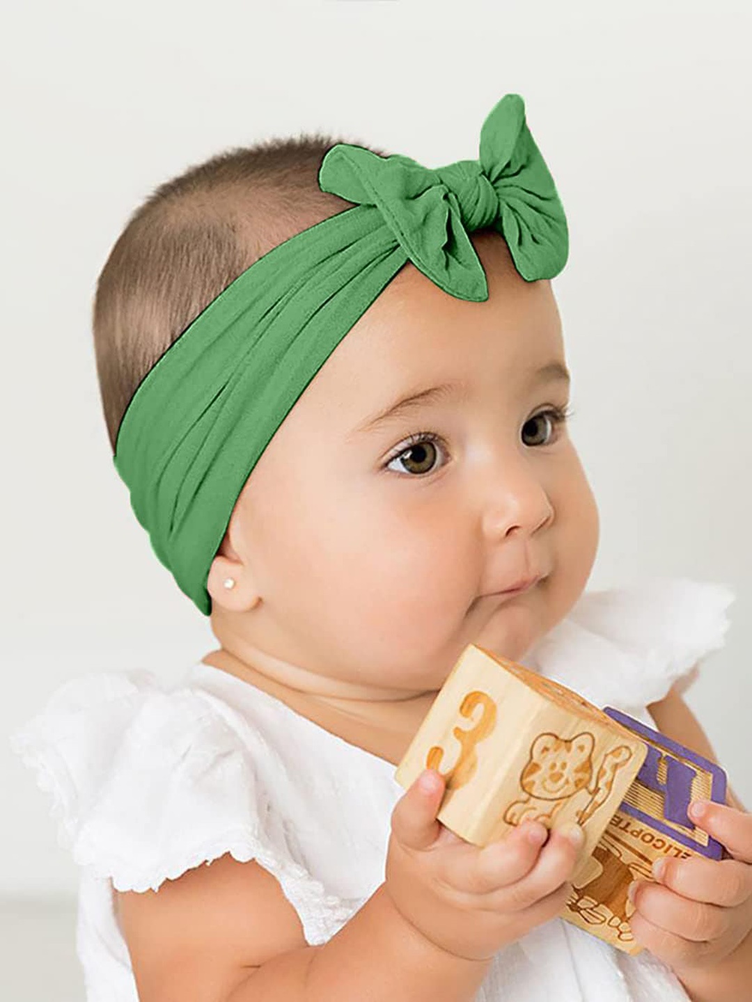 

SYGA Infant Girls Stretchable Flower Bow Hairbands, Green