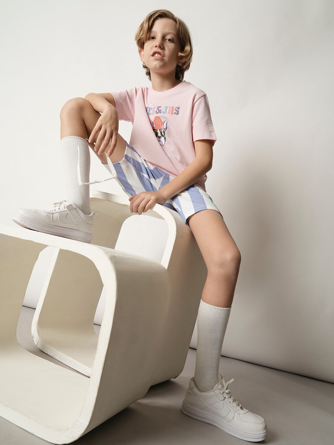 

Jack & Jones Junior Boys Graphic Printed Pure Cotton T-shirt, Pink