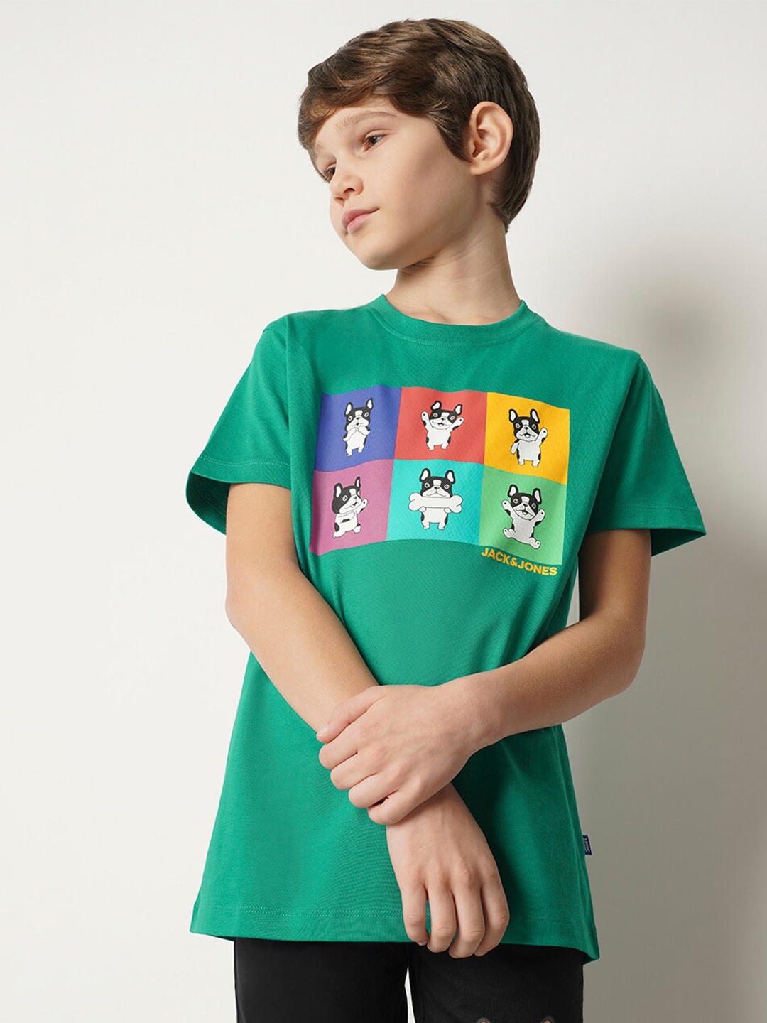 

Jack & Jones Junior Boys Graphic Printed Pure Cotton T-shirt, Green