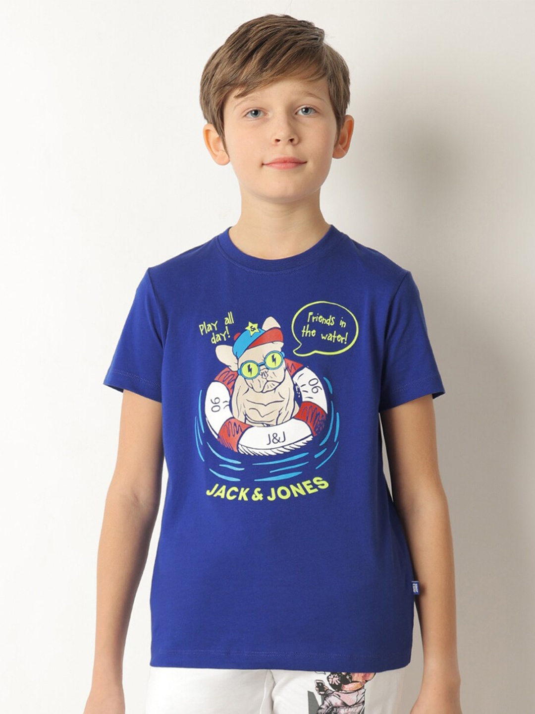 

Jack & Jones Junior Boys Graphic Printed Pure Cotton T-shirt, Blue