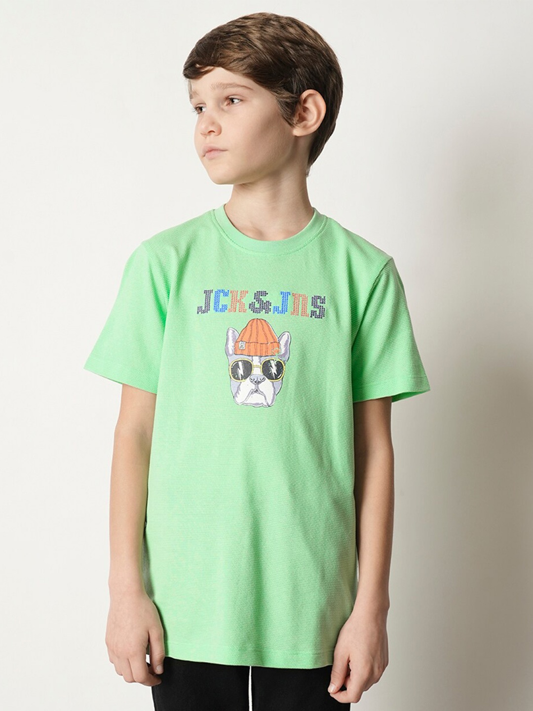 

Jack & Jones Junior Boys Graphic Printed Pure Cotton T-shirt, Green