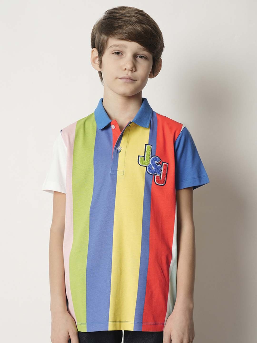 

Jack & Jones Junior Boys Striped Polo Collar T-shirt, Blue