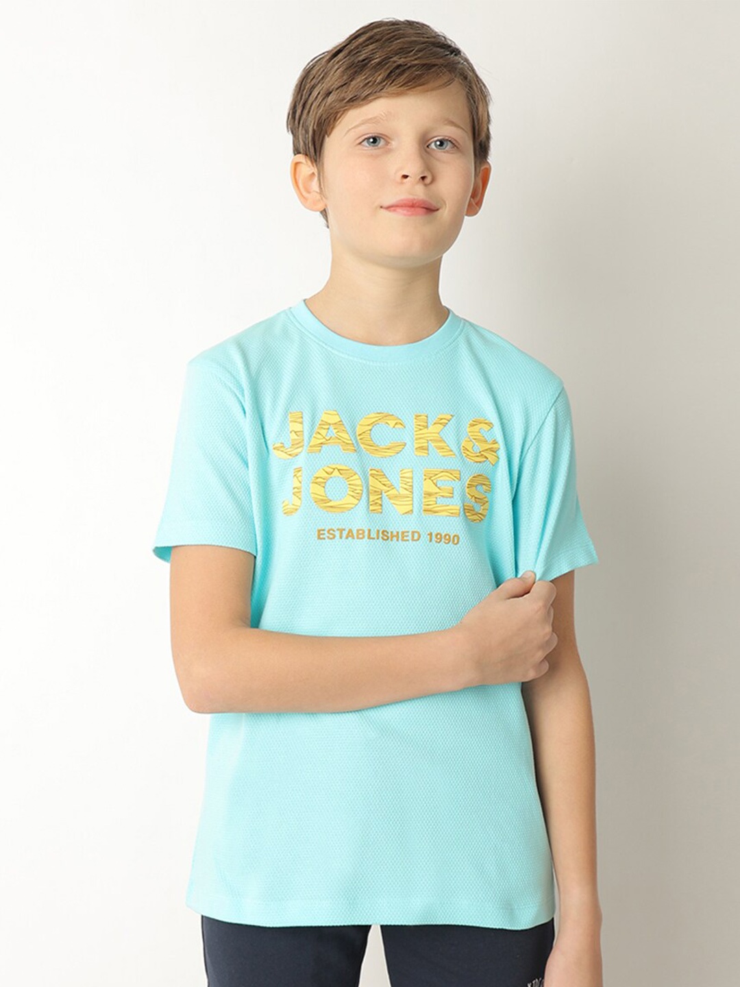 Jack & Jones Junior Boys Typography Printed T-shirt, Blue