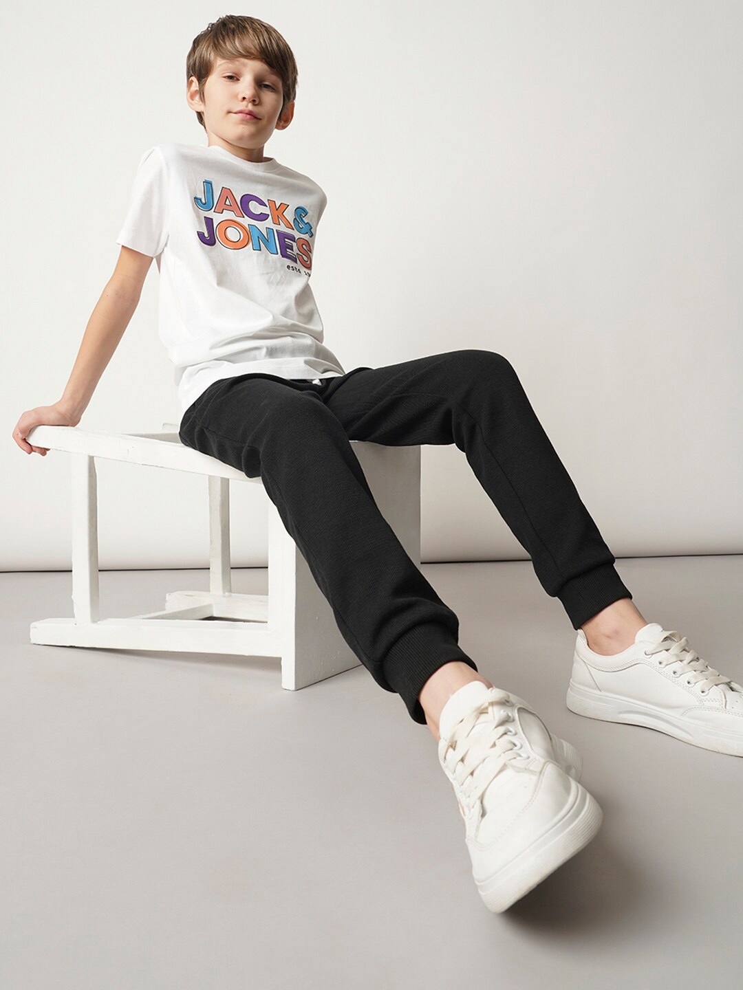 

Jack & Jones Junior Boys Typography Printed Pure Cotton T-shirt, White