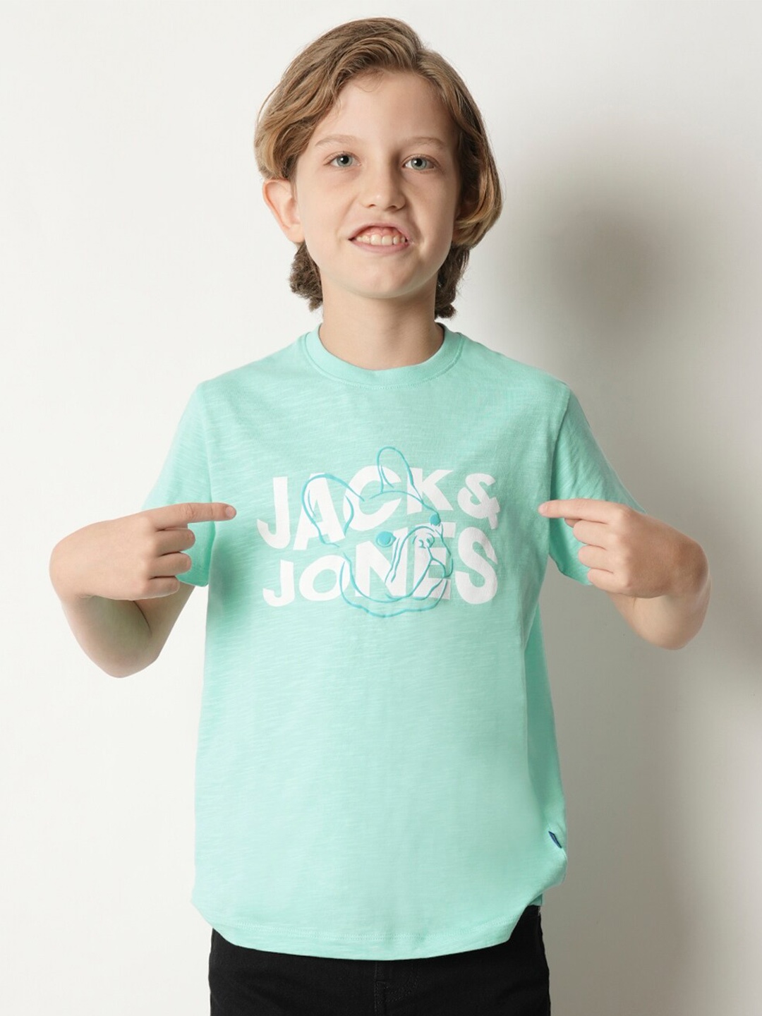 

Jack & Jones Junior Boys Typography Printed Pure Cotton T-shirt, Blue