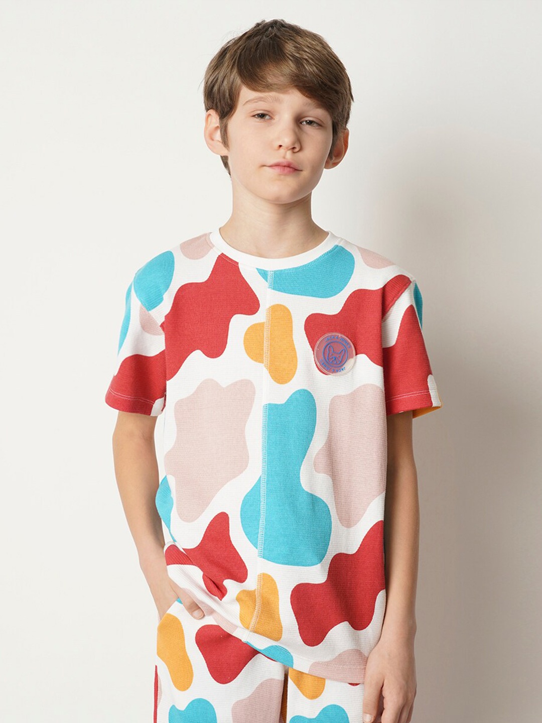 

Jack & Jones Junior Boys Abstract Printed Round Neck T-shirt, White