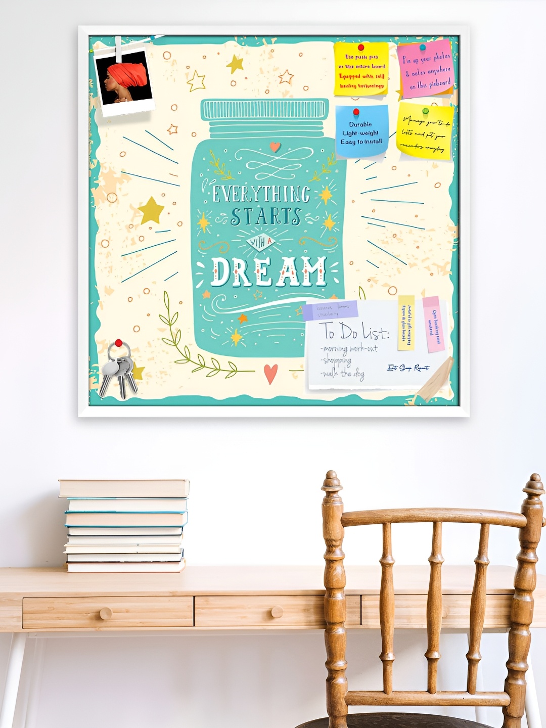 

ArtzFolio White & Green Everything Starts With A Dream White Wooden Bulletin Board