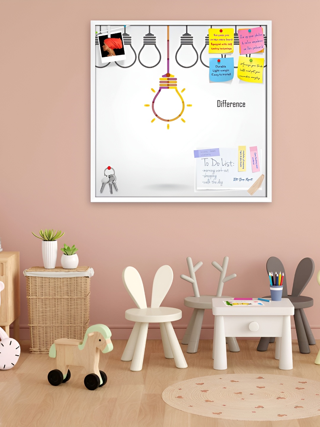 ArtzFolio White & Black Wooden Bulletin Board With Sticky Notes Wall Hanging Decor