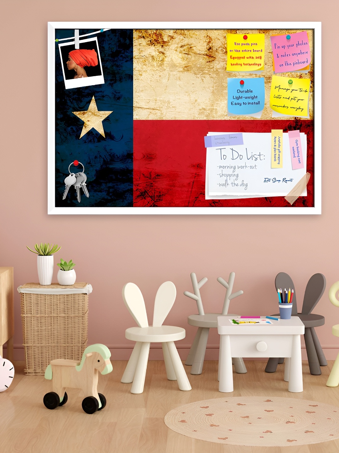 

ArtzFolio White Printed Wooden Bulletin Board With Sticky Notes