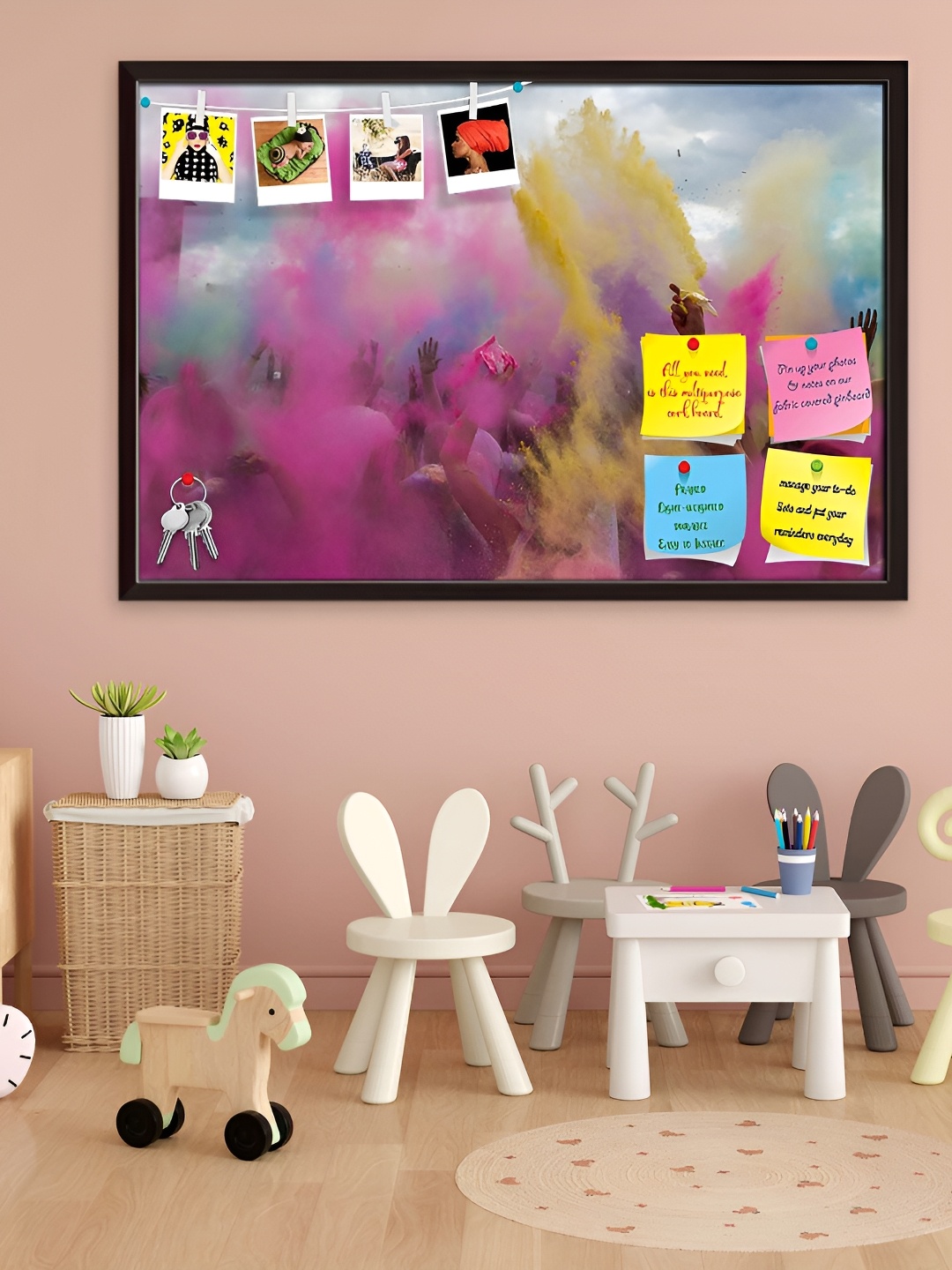 ArtzFolio Brown & Purple Holi Festival Printed Bulletin Board Wall Hanging Decor