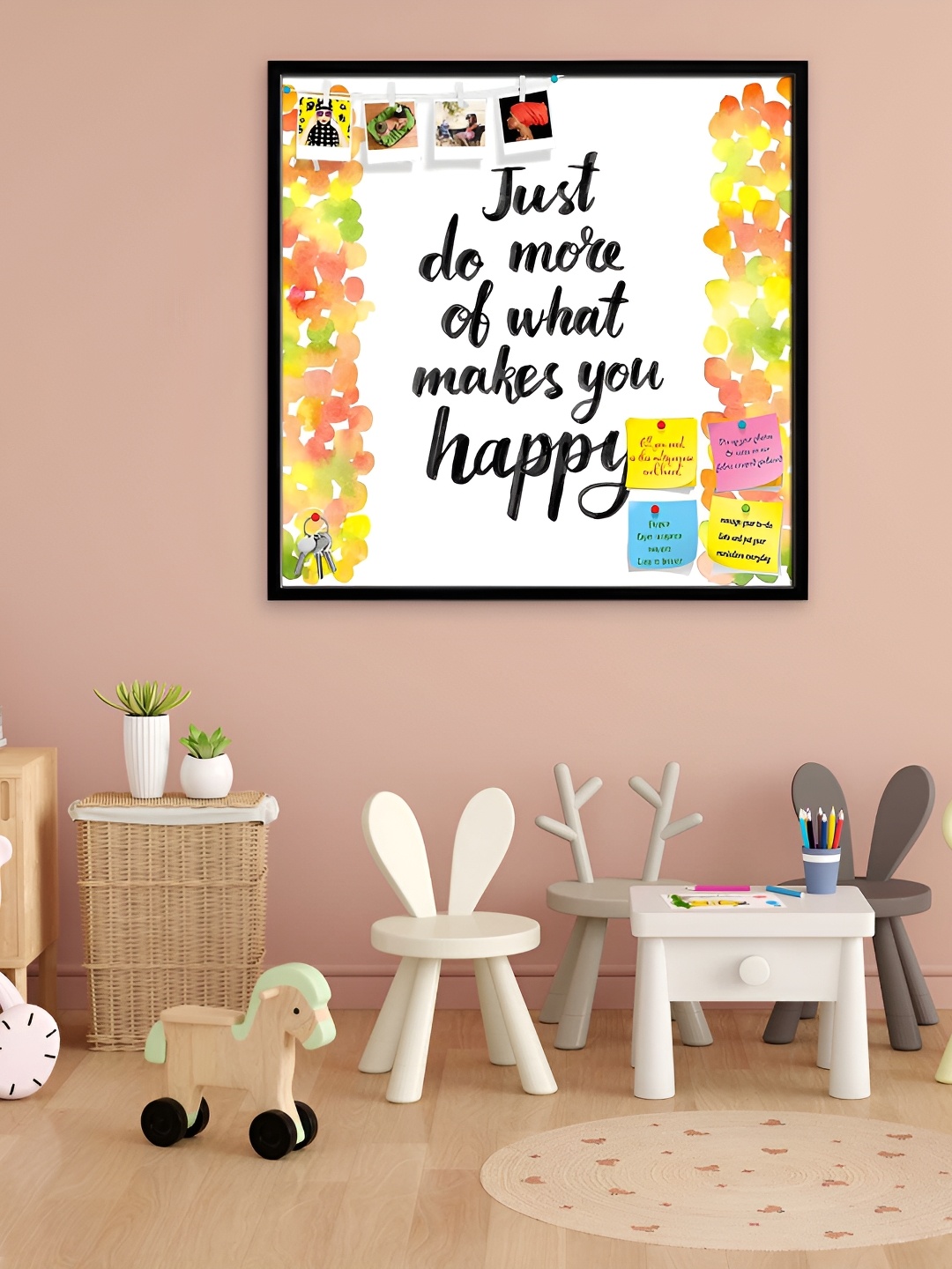 

ArtzFolio Black & Yellow Printed Wooden Bulletin Board Wall Hangings Decor