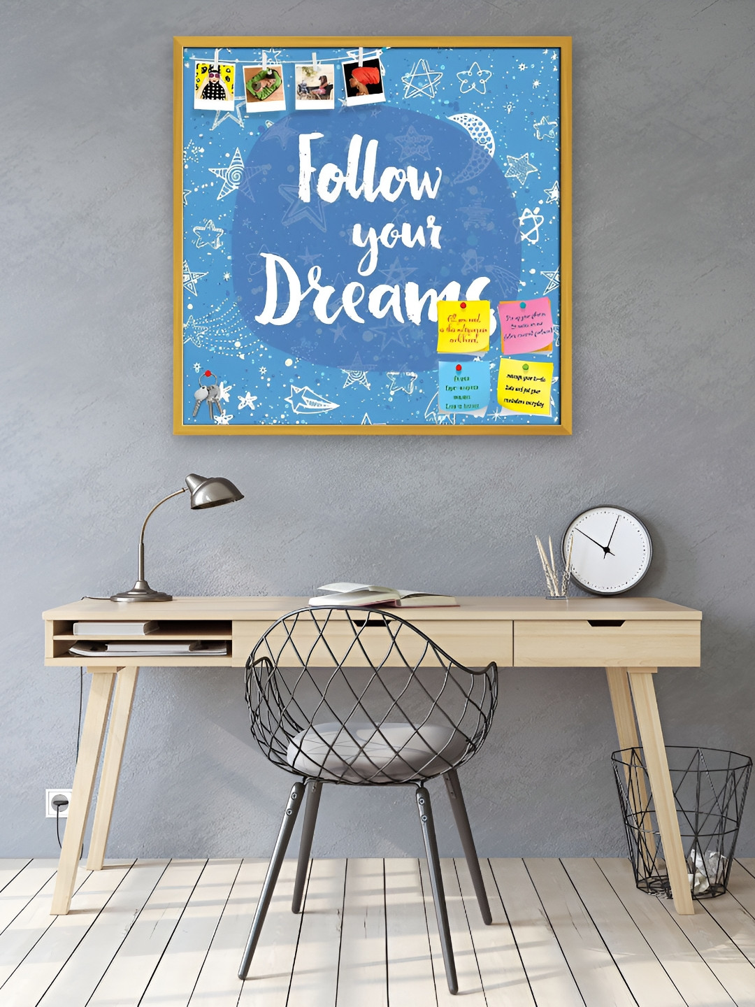 

ArtzFolio Brown Follow Your Dreams D1 Printed Wooden Bulletin Board With Sticky Notes