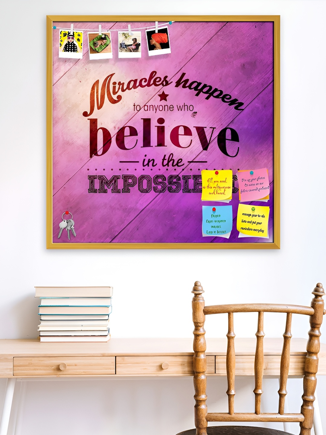 ArtzFolio Brown Typographic Art Printed Wooden Bulletin Board With Sticky Notes