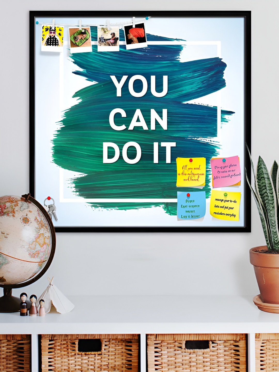

ArtzFolio Black You Can Do It D2 Printed Wooden Bulletin Board With Sticky Notes
