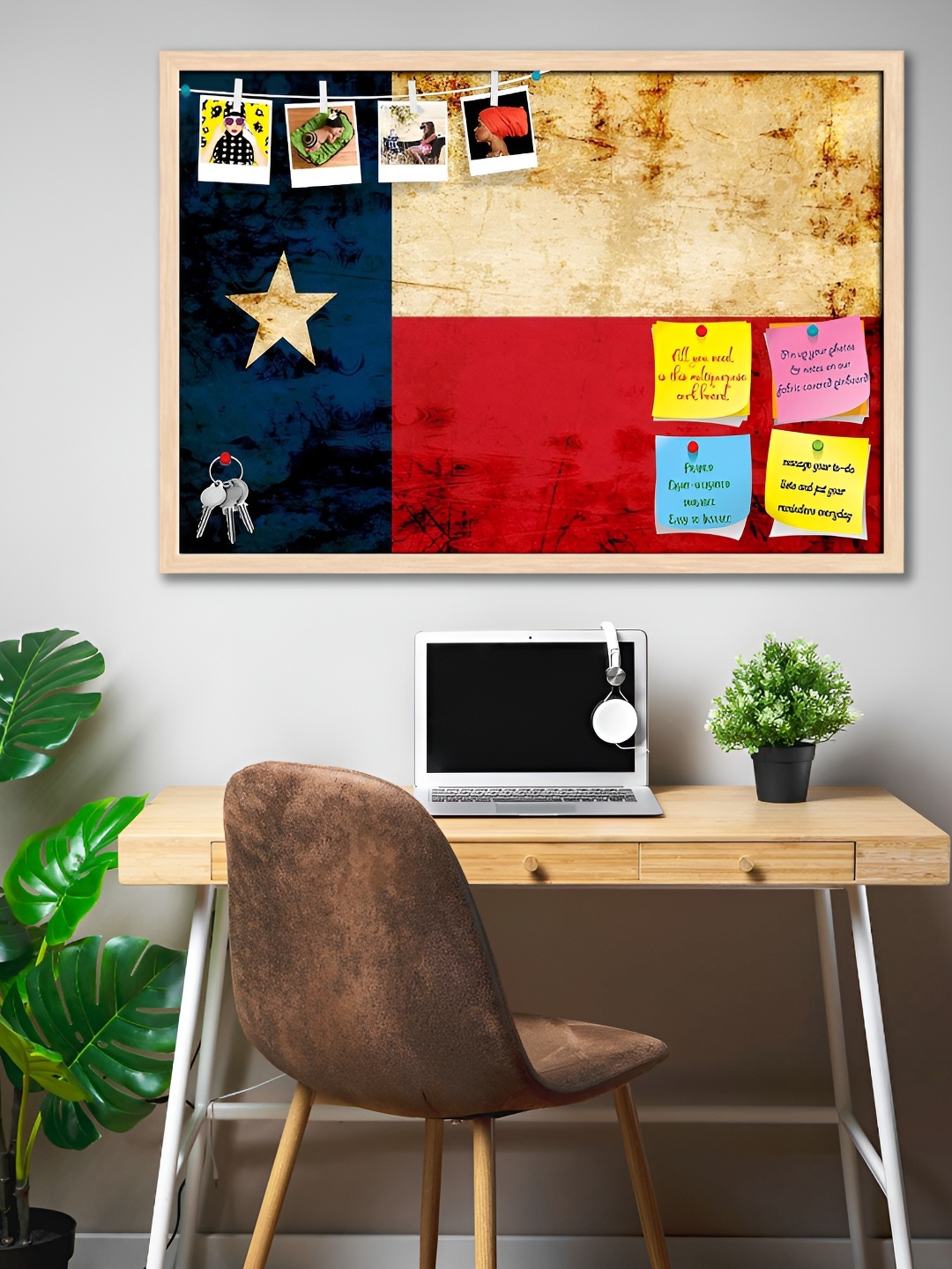 

ArtzFolio Camel Brown & Beige Colorblocked Wooden Bulletin Board