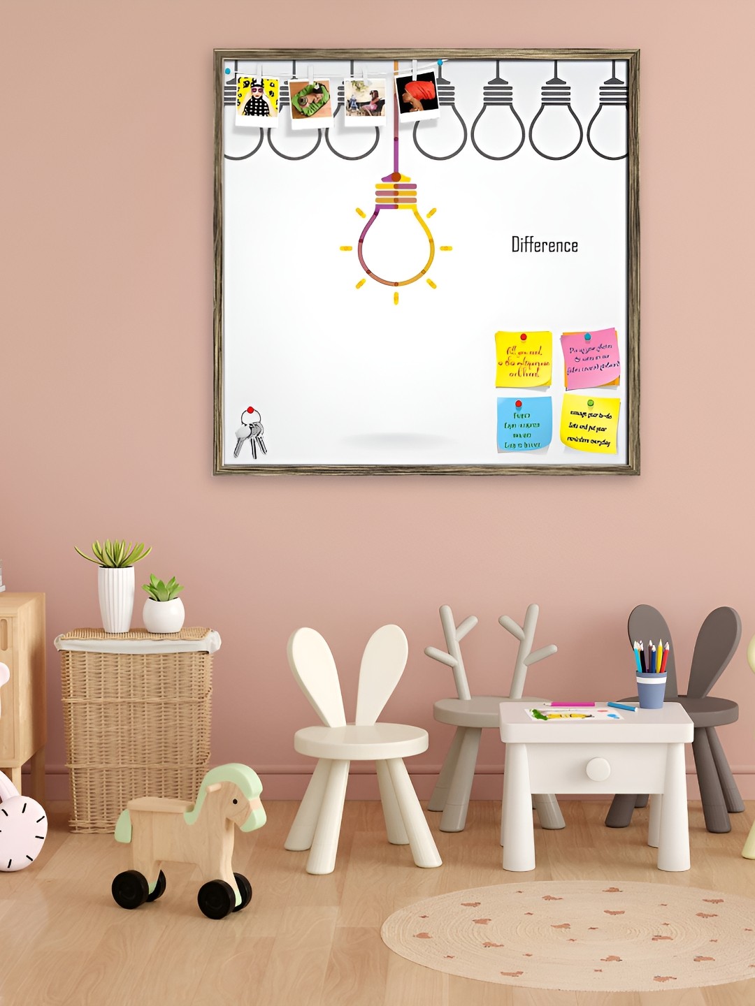 

ArtzFolio White Creative Light Bulb Printed Wooden Bulletin Board With Sticky Notes