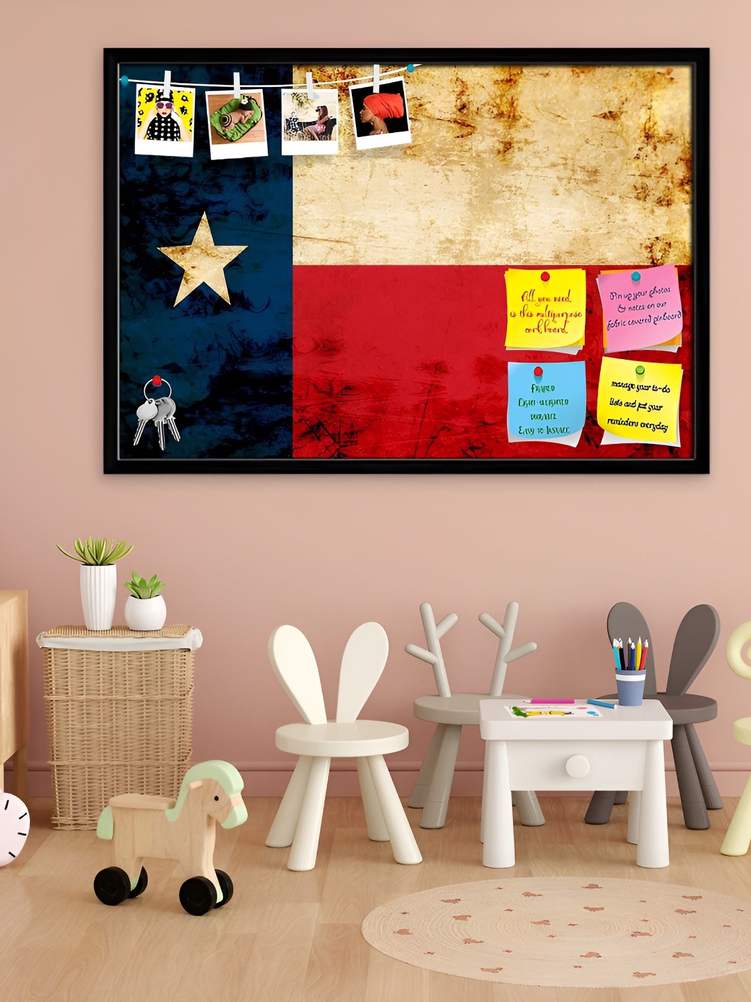 

ArtzFolio Black Vintage Texan Flag Textured Wooden Bulletin Board With Sticky Notes