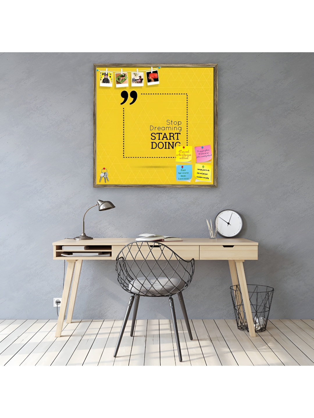 

ArtzFolio Brown & Yellow Printed Wooden Bulletin Board Wall Decor