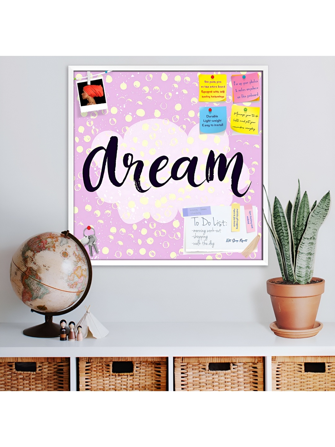 

ArtzFolio Purple & White Printed Wooden Bulletin Board Wall Hanging Decor