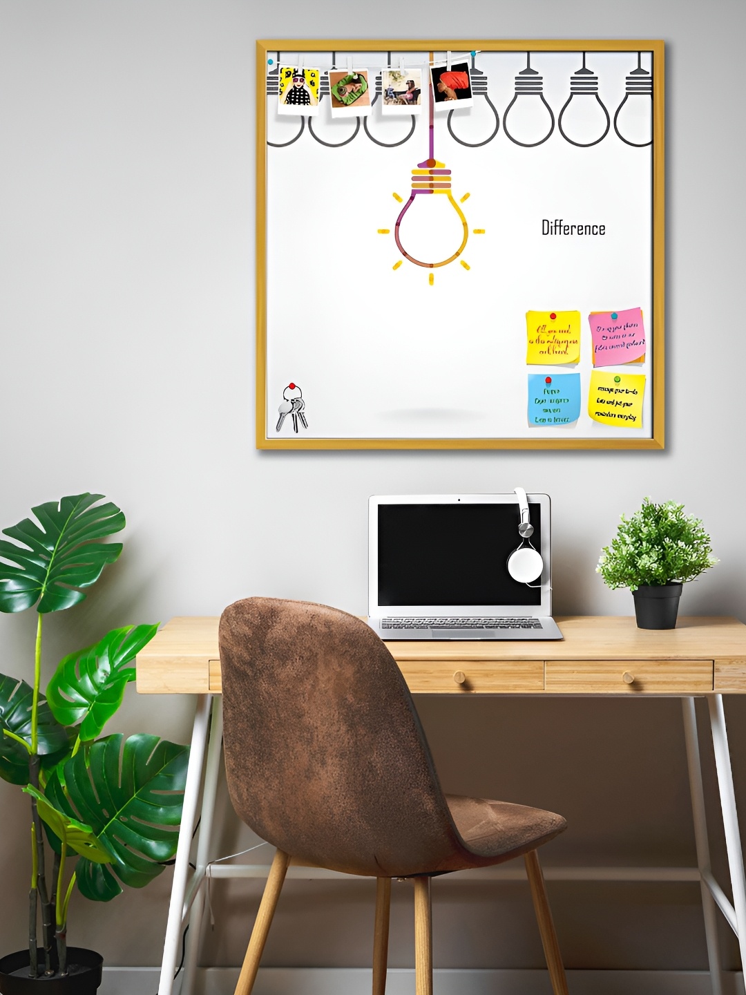 

ArtzFolio Yellow & White Printed Wooden Bulletin Board Wall Hanging Decor