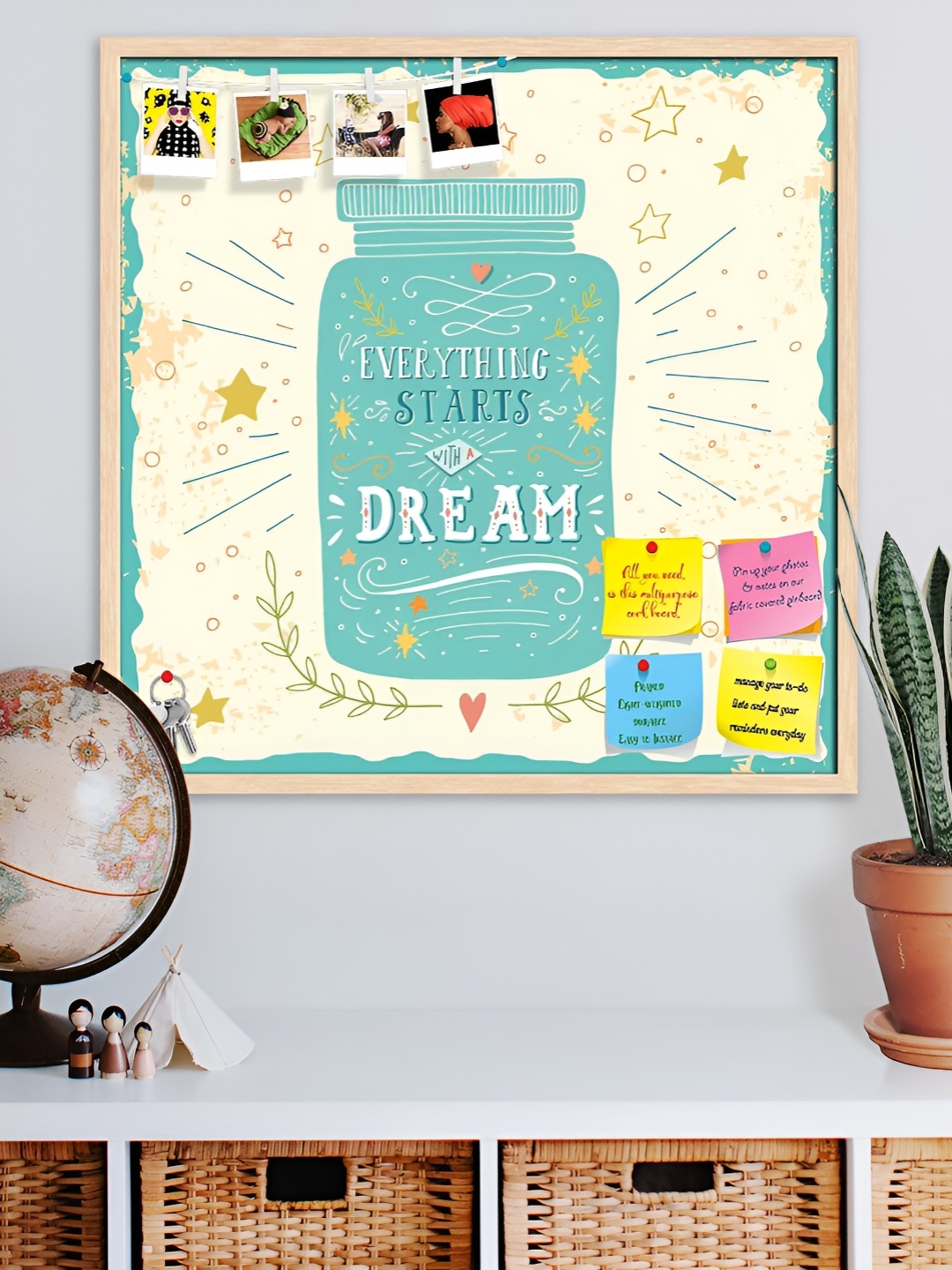 

ArtzFolio Camel Brown & Green Printed Wooden Bulletin Board Wall Decor