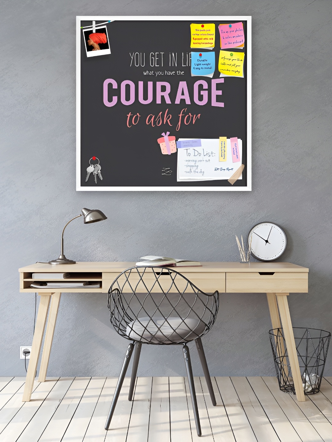 

ArtzFolio White Motivational Quote Printed Wooden Bulletin Board With Sticky Note