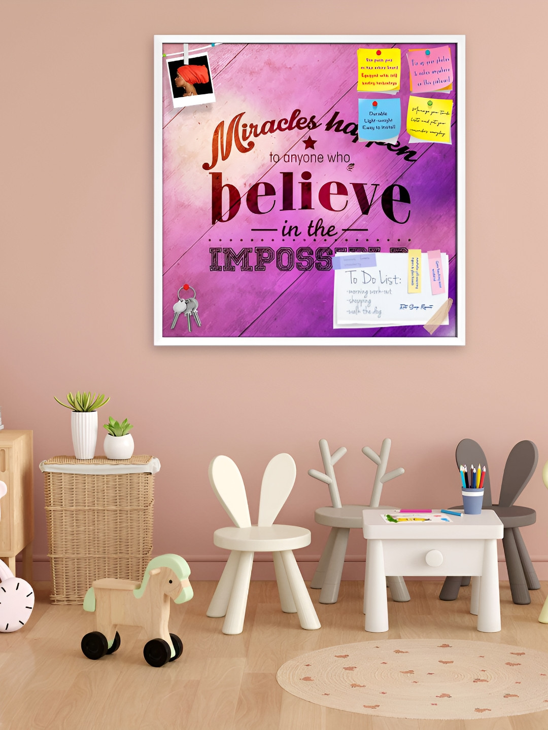 

ArtzFolio Purple Believe Printed Wooden Bulletin Board With Sticky Notes