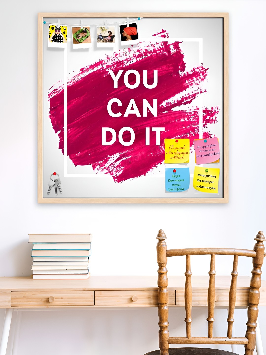 

ArtzFolio Camel Brown & White Typography Printed Wooden Bulletin Board With Sticky Notes