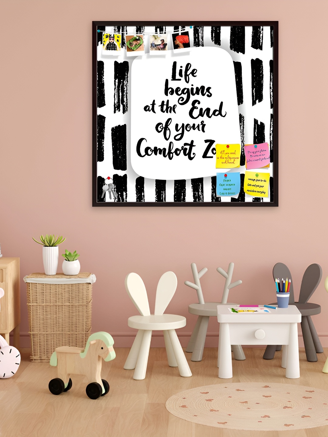 

ArtzFolio Brown Printed Wooden Bulletin Board With Sticky Notes