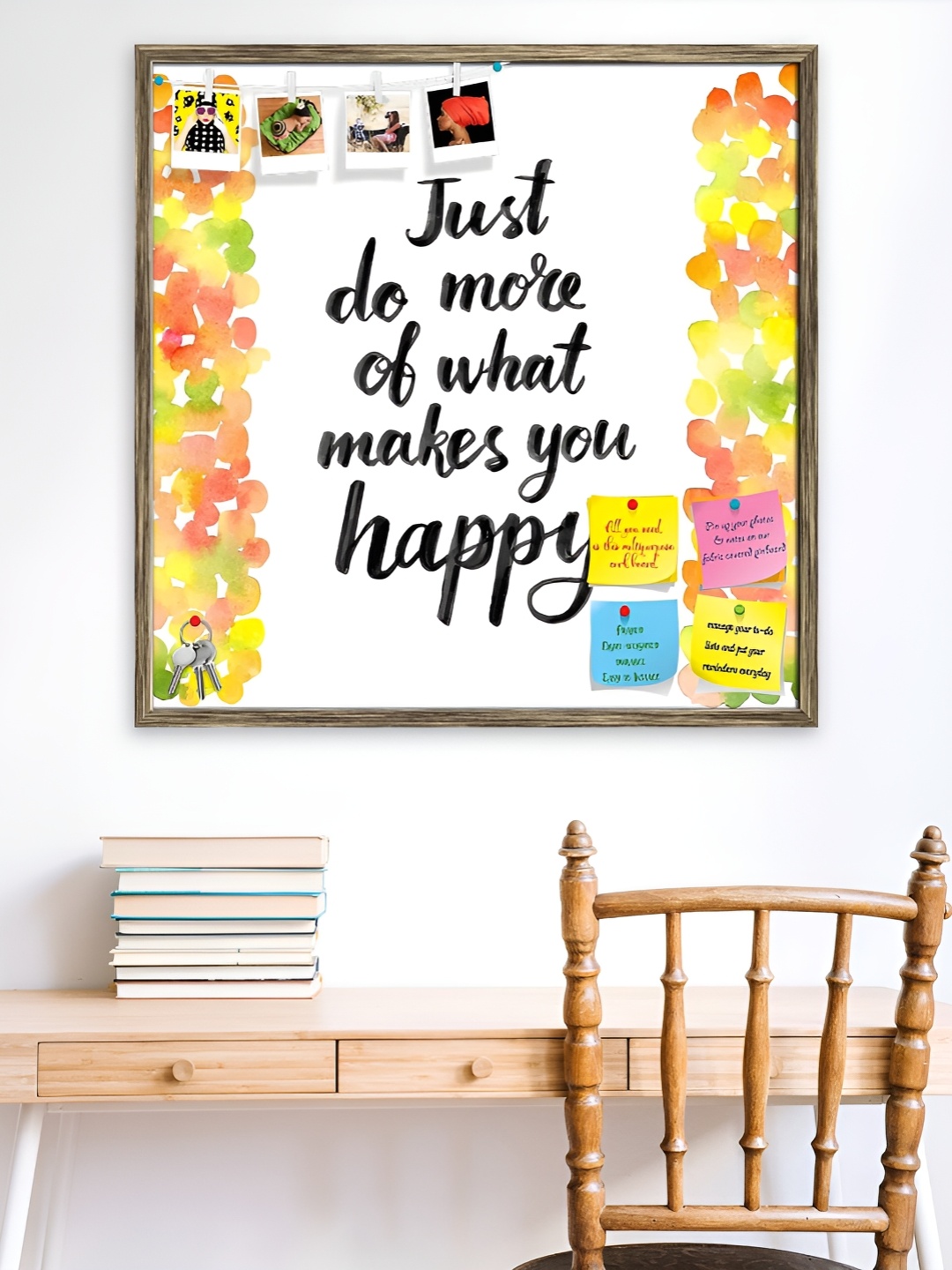 ArtzFolio White & Black Printed Wooden Bulletin Board With Sticky Notes Wall Hanging Decor
